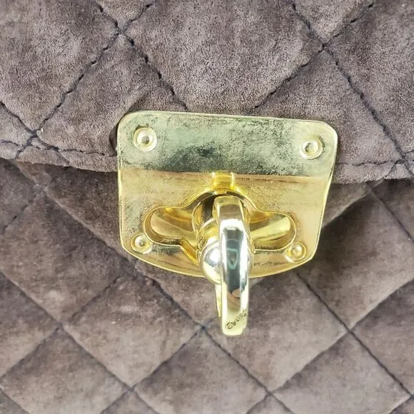 OS International Vintage Womens Quilted Suede Mini Crossbody Purse - Picture 10 of 12